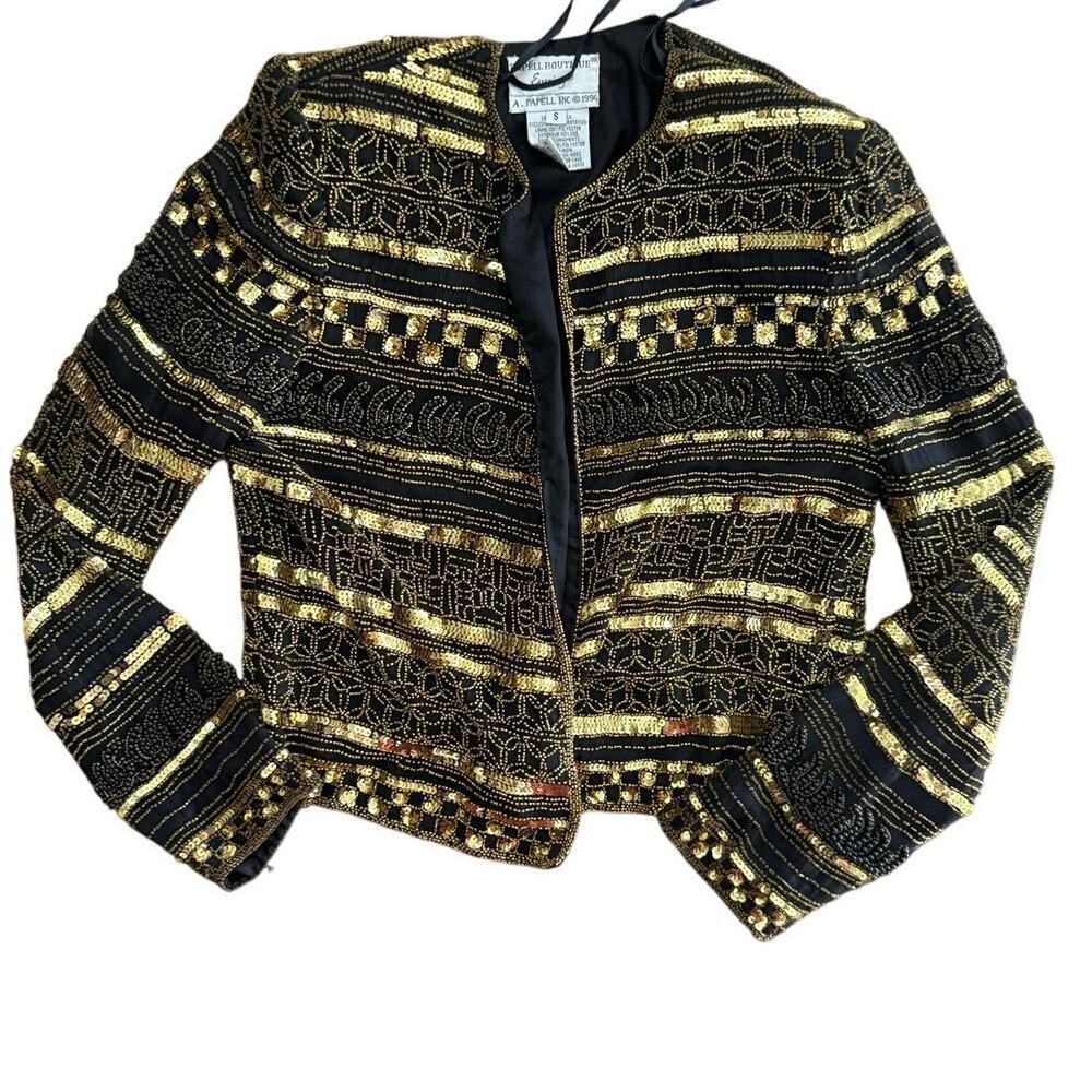 Adrianna Papell Boutique Women's Evening Silk Beaded Cardigan Size Small